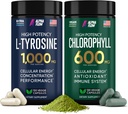 (Bundle)氯酚 & L Tyrosine Capsules - 天然能源,豁免和焦点补充 - 600 mg Chlorosphyl for Freshness + 1000 mg L-Tyrosine for Focus and Mental Clarity - 美国制造