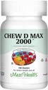 Maxi Health Chewable Vitamin D3 2000 IU Supplement - 美味的天然泡泡胶 Flamvor - 支持成人妇女、男子、儿童和托德勒斯的钙吸收、免疫和骨质健康 - 100 Chews