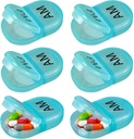 6 Pack Pill组织者 Pocket Small Case Holder Am Pm Pill Case 便携式两辆模拟车 2 Times for Vitamin Medication Supplement (绿色) 一天旅行时间
