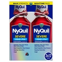 Vicks NyQuil SEVERE Cold, Flu, and Contracting Medicine, 2x12 fl oz双包, Berry Flavor, 最大力量, 夜间救济
