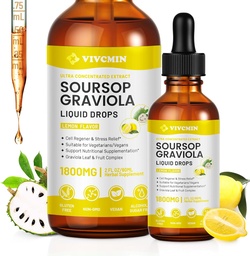 Graviola Soursop 叶提取液体 - Soursop 位数液体,支持 Imune, Relax, liver and Sleep, 糖和无酒精, 极易吸食公式, Lemon Flavor, 2 Fl Oz