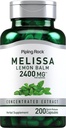 Piping Rock Lemon Balm Capsules 2400mg | 200 伯爵 | Lemon Balm extraction | Melissa Herbal 补编 | Gluten Free, Non-GMO