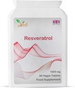 Ved RESVERATROL 1000 mg 90 平板,Potent 抗氧化剂 &,促进抗衰老,心血管支持,每瓶90天供应.