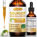 Soursop Graviola液滴1800mg,天然抗氧化剂,细胞支持和再生,Imune Boost,Soursop比特液滴,无糖,非GMO,Vegan,Orange Flavor,2 FL OZ