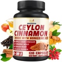 Ceylon Cinnamon Capsules 配有柏柏琳HCl,苹果苹果苹果苹果苹果苹果醋醋,Turmeric,Ginseng,黑辣椒 - 6in1 支持Imune函数 - 120 计数