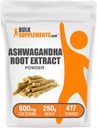 Bulk Ashwagandha Root Except Powder - Ashwagandha Ashwagandha Ashwagandha Assuption - Vegan & Gluten Free, 每架服役600mg, 250g (8.8 oz) (一袋)