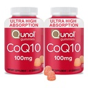 Qunol CoQ10 Gummys, CoQ10 100mg, 美味的Gummy 补充品, 帮助支持心脏健康, Vegan, Gluten Free, Ultra 高吸附, 2个月供给(60个伯爵,包2)