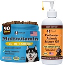 天然狗公司 Multivitamin Chews & Coldwater Atlantic Salmon Oil Bundle – 高级免疫支持,联合护理,以及老年狗的认知健康 — 完美每日补编,90 Chews + 16oz Oi