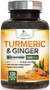 Turmeric Curcumin Supplement 2600mg - 与有机姜和Turmeric, BioPerine Black Pepper 提取 95% Curcuminoids - 高级吸收联合和抗氧化剂外力支持 - 120 Capsules