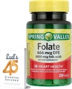 LUAL Spring Valley Folate 666 mcg DFE(400 mg Folic Acid) 250 Counter Bundle 45 糖尿病解码,Folate 补充妇女药