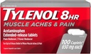 Tylenol 8 Hour Muscle Aches and Pain Caplets, 100 个人瓶(3瓶)