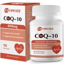 OMOGS CoQ10 400mg 软胶,Coenzyme Q10 高吸附补充支持心脏健康,心血管健康,免疫系统和细胞能生产,Gluten Free,90 Softgels