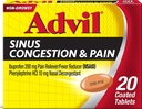 Advil Sinus Contracting and Pain, Sinus Relief Medicine, Pain Reliever and Fever Reducer with Ibuprofen 和 Phenylephrine HCl - 20 纸片