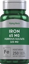 管道石铁 硫酸盐 65 mg → 250 平板铁 → 高概率公式 → 蔬菜,非GMO, Gluten Free