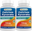 Pyruvate钙 750 mg 120 Capsules by Best Naturals (Pack of 2)