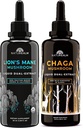 Natalm Lion's Mane & Chaga蘑菇提取器 - Adaptogen stack for Focus, 豁免, 长寿, 缓解压力, Gut Health, Anti-Aging, Energy & More - 有机液滴 - 50 mL Each (2 Pack)