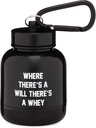 On MyWhey - 蛋白质粉末和补充漏斗键链, 手提式To-Go容器用于健身、健身、健身和旅行 - TSA 批准, Where's A Will There's A Whey
