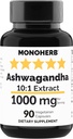 MONOHERB Ashwagandha 提取 1 000毫克 - 90 个蔬菜卡普尔