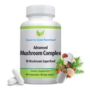 高级蘑菇综合体 - 狮子的马恩,雷希,科迪塞普斯,查加,土耳其的Tail,Maitake 10X 蘑菇混合超级食品 - 免疫支持和诺诺特罗比脑豁免与能源补充品 - 60个胶囊