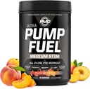PMD 运动泵燃料 Ultra 中性兴奋剂 - Premium Prewout Powder & Muscle Pump, 更聚焦,耐力和复苏,Premium Creatine, Arginine & Beta Alanine - 桃核(30架)
