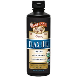 Barlean的有机利格南奥米加3 Flaxseed Oil Liquid Supplement for Men and Women, Cold Press Flax Seeds, 7230mg ALA Fatty Acid, Vegan and Gluten Free, 16 oz (英语).