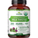 Zazzee USDA 有机牛奶 硝酸盐 50:1 提取物 80% Silymarin Flavoids, 200 Vegan Capsules, 6+月供应,Silybum Marianum, Liver Support & Detox Support, 有机全自然,非GMO, 在美国制造