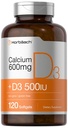 Horbäach Calcium 配有维生素D3 → 600 mg → 120 软胶 → Non-GMO & Gluten Free → 适用于男女