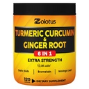 1分中6分(Turmeric Curcumin + Ginger Capsules),95%的Curcuminoids配有姜,蒜块,布罗梅兰,莫林加,黑辣椒 - 120分(Capsules)