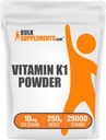 Bulk Assupports.com 维生素K1 粉末 - 维生素K1 对骨骼和心脏健康支持的补充 - Gluten Free,每服10mg,250g(8.8 oz)(一包)