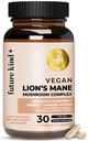 Future Kind Vegan Lion的马恩蘑菇综合体 -- -- 与Chaga、Maitake、Shiitake、 & Reishi、支持记忆和焦点(30ct)一起补充大脑