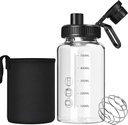 Glass Shaker Bottle, 22oz BPA- Free Odorless Shaker Bottle 配有 304 无色钢球和可移动清洗刷用于适合蛋白质混合(1Pack)