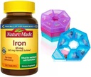 Nature Made Iron 65 mg(325 mg Ferrous Sulfate) 平板电脑,红血球支持的饮食补充,365 平板电脑,365 日供应箱与每周药丸组织者