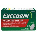 Excedrin Migraine Relief Caplets for Migraine Symptoms, Acetaminophen 250mg, Aspirin 250mg, Cafeine 65mg, Pain Reliever, 24 Counter