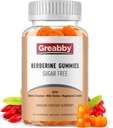 Berberine with Ceylon Cinnamon Supplement - Berberine Gummys,有机Berberine HCL 1200 mg for 成人,免疫系统支持,无糖,GMO自由,Gluten自由,60 Gummys