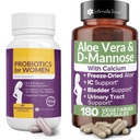 Aloe Vera和D-Manose支持完全健康的妇女的抗生素:UTI、BV、YI和阴道健康,是非GMO-Vegan,配有240种Veg药丸。