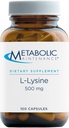 代谢维护 L-Lysine - 500mg 氨基酸补充剂,Vegan + 无填充剂 - Immune, Bone + 连接组织支持(100 Capsules)