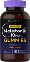 Carlyle Melatonin Gummys 10mg 180 成人无毒品援助 Belry Flavor | Vegan, Non-GMO, Gluten 免费补充