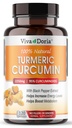 Viva Doria Turmeric Curcumin with Black Pepper scrap 2250 mg, 95% 标准化 Curcuminoids - 黑辣椒用于最大吸附, 120 蔬菜 Capsules