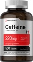 Horbäach Cafeine Pills 220mg 配绿茶 | 500平板 | 蔬菜,非GMO和Gluten Free