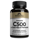 风车 天然维生素C 维生素C 500 mg,配有玫瑰 HIPS 和 Bioflavonoids, Imune Boster, 抗氧化剂支持, Chewbets, Acerola Berry, 50 片, 50 服务