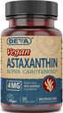 DEVA 营养维生素 Astaxanthin 4mg, Vegan, 由 Pluvialis 微藻(Haematococcus)制成, 30 Capsules, 2-Pack