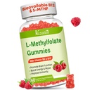L-Methylfolate 15 mg Gummys配有甲基B12,Folate Supplement for Mood, Brain Health, Immune Support, Raspberry Flavor, 60 Count