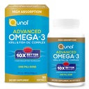 Qunol高级Omega 3 Krill和鱼油综合体,10x更好的生物利用率,1个药丸剂量,250mg EPA & DHA,支持大脑,眼睛,心脏和联合健康,90 Counter (Pack of 1)