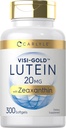 Carlyle Lutein and Zeaxanthin 20mg – 300 Softgels – 眼部健康维生素 – Non-GMO & Gluten 免费补充品
