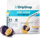 DripDrop 无糖水解包 - 零激情水果 - 单服务电解质 粉末 饮料混合 - 非GMO, Gluten Free, Vegan - 32棒
