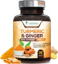Turmeric Curcumin Supplement 1950mg - 95% Curcuminoids with Organic Turmeric & Ginger, BioPerine Black Pepper for Best Absolutions, Nature's Vegan 联合支持, N-GMO, Bottled in USA - 240 Capsules (英语).