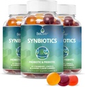 BeLive Synbiotics - Probiotic & Prebiotic Fiber Gummys - 高强度胰岛素(3g),饮食纤维补充剂,对孩子和成年人的消化支持 - 草莓,柠檬,蓝莓Flavor - 3-Pack