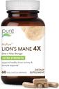 PURE ESSENCE LABS MyPure Lion's Mane 4X - 超强大脑支持补编 6:1 热水提取和 10:1 认知健康,焦点,记忆和精神清晰度提取,60 Capsules