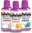 Bluebonnet液态钙 Citrate Magnesium Citrate,维生素D3-橘子、蓝莓和草莓火焰盒,每瓶3瓶16Fl Oz(共计48Fl Oz)