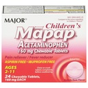 主要JOR 儿童 Mapap Acetaminophen 160 mg 可切片 -- -- 疼痛释放剂/减少发热剂 -- -- 无阿斯匹林 -- -- 伊布普罗芬 -- -- 2至11-24岁